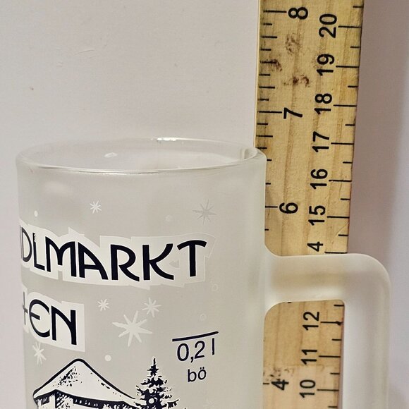 Vintage German Christmas Market Frosted Glass Stein With Munich Scene & Handle - Picture 10 of 13